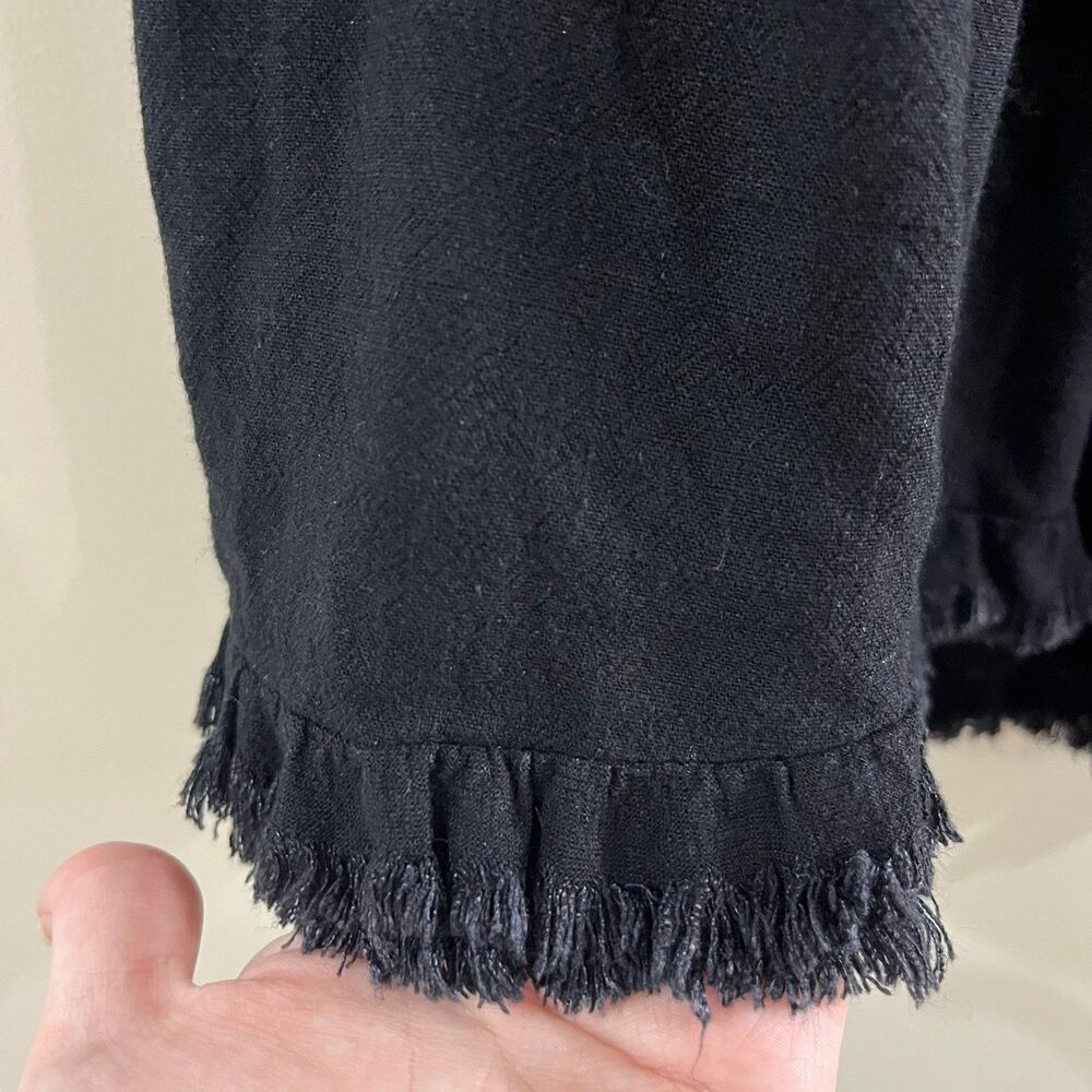 Umgee Black Tiered Mini Dress Raw Hem Linen Blend size Small - Picture 2 of 6